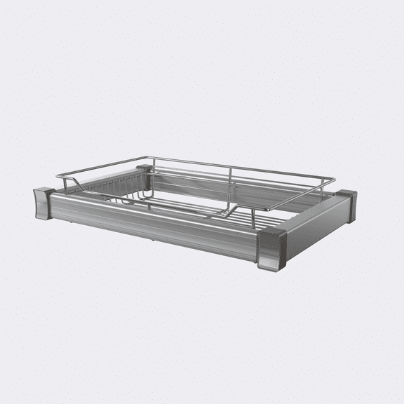 Premium 24" Full Extension Pullout Wire Basket in Chrome with Aluminum Frame - Slim 5.1" Height