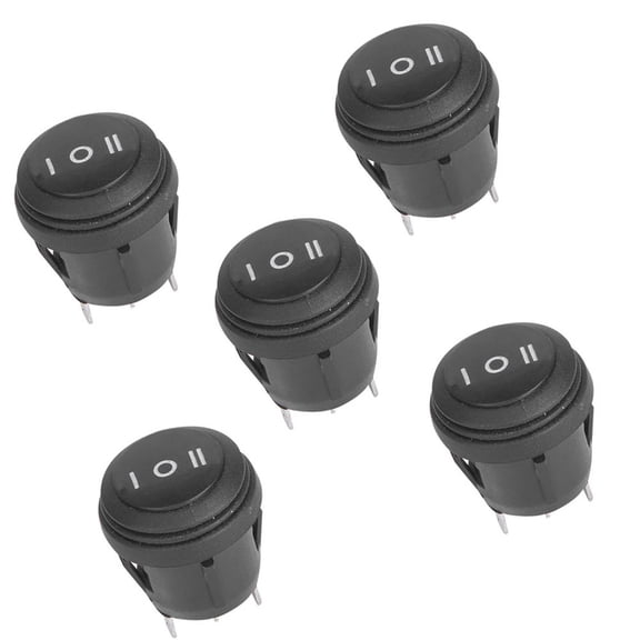 Premium 3 Position ON/OFF/ON Black Round Rocker Switch Heavy Duty 3 Pin Boat Switch Pack for Industrial Electrical Equipment Control 10A 125V 6A 250V 0.8 inches 20mm Mounting Hole Diameter