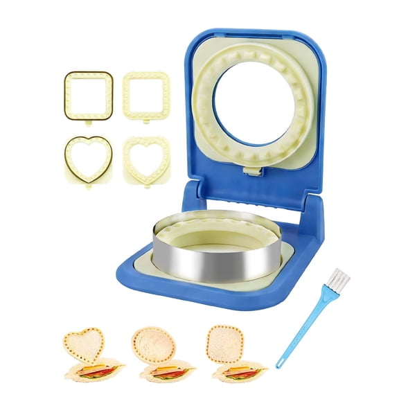 Premium 3-in-1 Uncrustable Sandwich Maker - Heart/Round/Square Crustless Sandwich Cutter & Sealer for Kids' Lunch, Breakfast & Lunchboxes | BPA-Free Uncrustable Press( Blue)