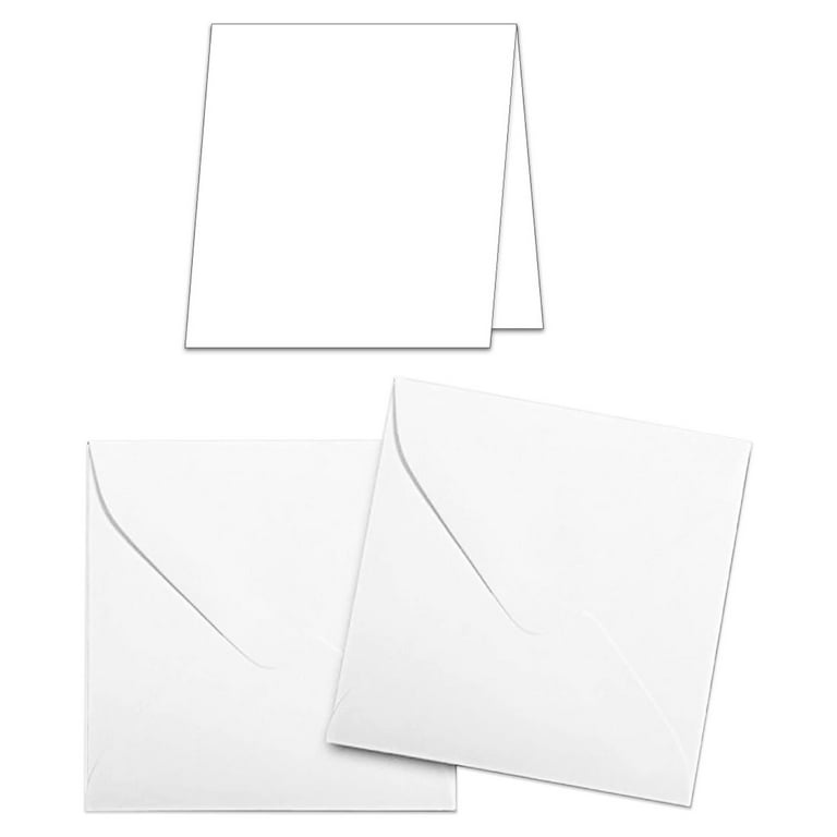 Premium 3 x 3 White Folded Card & Envelope Set - 50 Pack - Blank Folded  Cards and White Envelopes - Great for Floral Cards, Small Thank You's, DIY