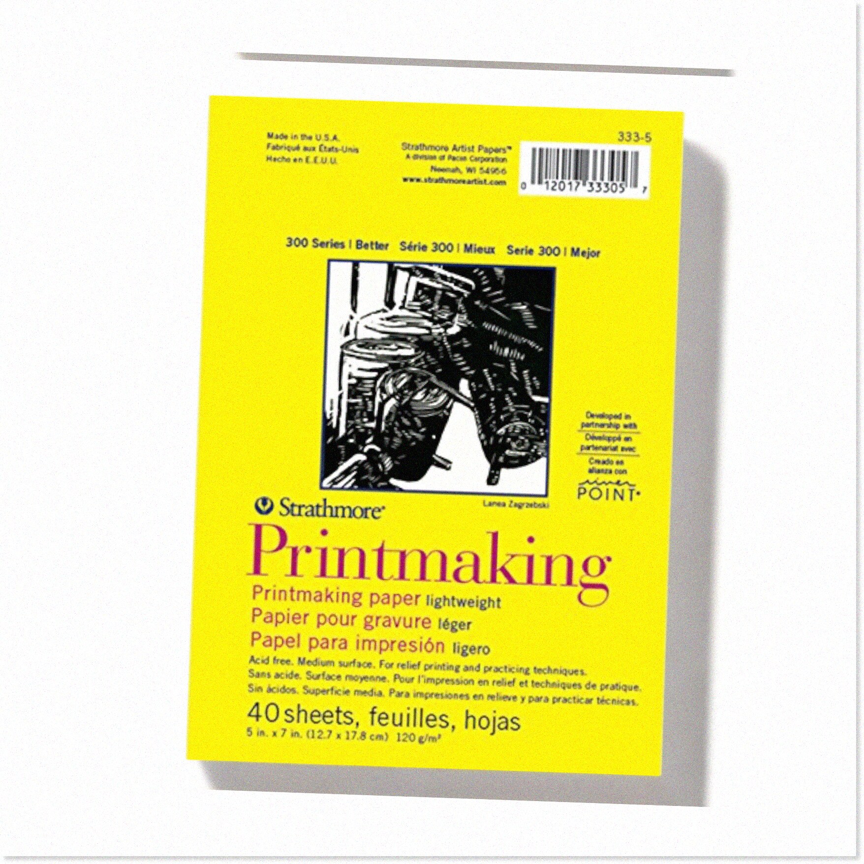 Premium 300 Series Printmaking Paper Pad Bound, 5x7 inches 40 Sheets (120g) Ideal for