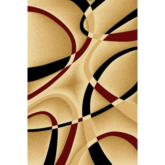 Premium 3D Hand Carved Modern 5x7 5x8 Rug Contemporary 2305 Burgundy Beige