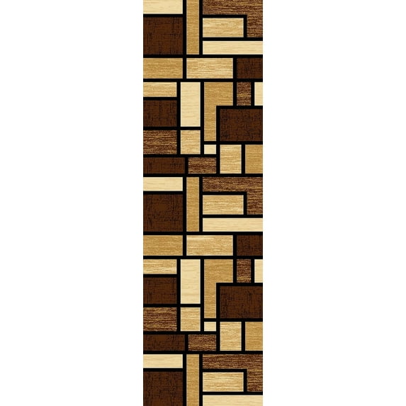 Premium 3D Hand Carved Thick Modern Contemporary Abstract Rug Design 3995 Brown Beige 2'2''x7'4''