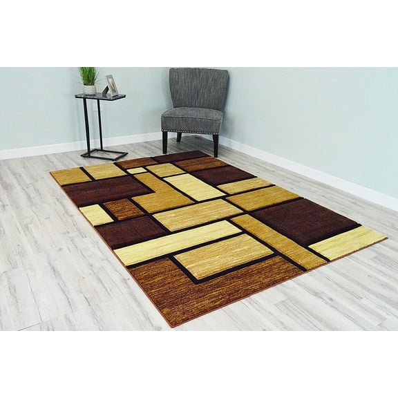 Premium 3D Hand Carved Thick Modern Contemporary Abstract Rug Design 3995 Brown Beige 2'7''x4'