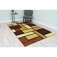 thumbnail image 1 of Premium 3D Hand Carved Thick Modern Contemporary Abstract Rug Design 3995 Brown Beige 4'x5'3'', 1 of 10