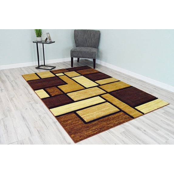 Premium 3D Hand Carved Thick Modern Contemporary Abstract Rug Design 3995 Brown Beige 5'3''x7'6''