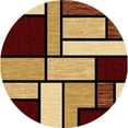 thumbnail image 1 of Premium 3D Hand Carved Thick Modern Contemporary Abstract Rug Design 3995 Burgundy Beige 6'6''x6'6'' Round, 1 of 12