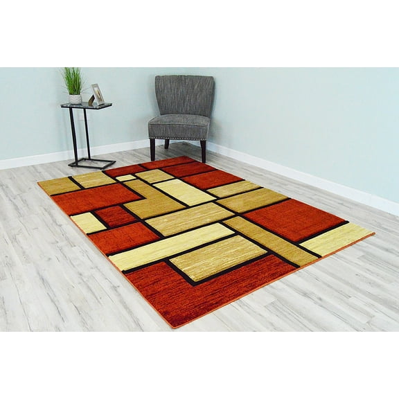Premium 3D Hand Carved Thick Modern Contemporary Abstract Rug Design 3995 Terracotta Orange 2'7''x4'