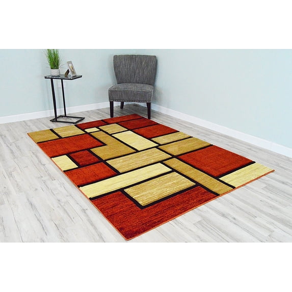 Premium 3D Hand Carved Thick Modern Contemporary Abstract Rug Design 3995 Terracotta Orange 5'3''x7'6''