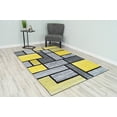 thumbnail image 1 of Premium 3D Hand Carved Thick Modern Contemporary Abstract Rug Design 3995 Yellow Grey 2'7''x4', 1 of 12