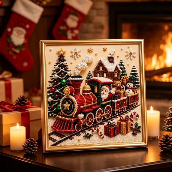 Premium 3D Pearl Christmas Wall Art Kit, DIY Christmas Pearl Diamond Painting Kit, Christmastree 3D Diamond Painting, Luxury Pearl Bead Art Craft Set, Holiday Home Decor Gift