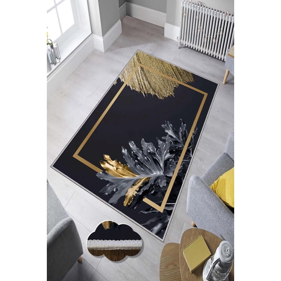Premium 3D Printed Area Rug, 5.2 x 7.5 Feet, 100% Polyester, 650 g/m | Antibacterial, Non-Slip PVC Dot Underside, Machine Washable | , Soft Pile Height: 0.3 Inches