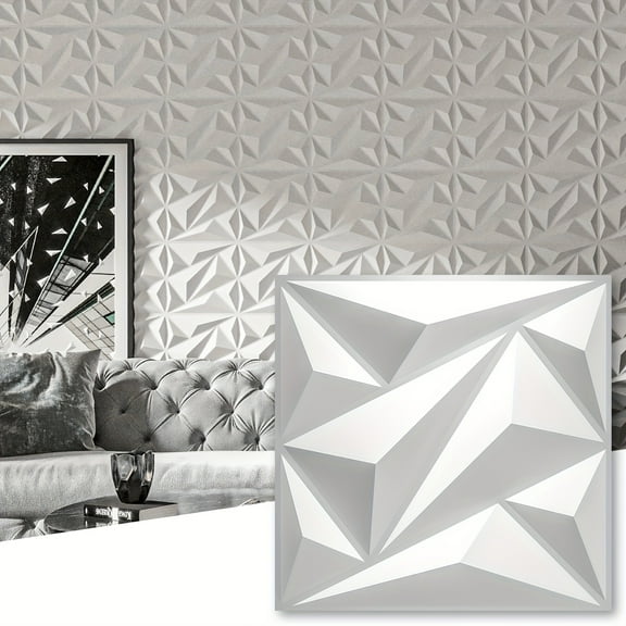 Premium 3D Wall Panels, Geometric Triangle Design, PVC Water-Resistant Fireproof, Easy Install for Home Office Commercial