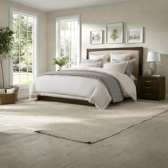 Premium 3Piece Bedding Sets Linen Blend Modern Gray and White Design for Home Comfort