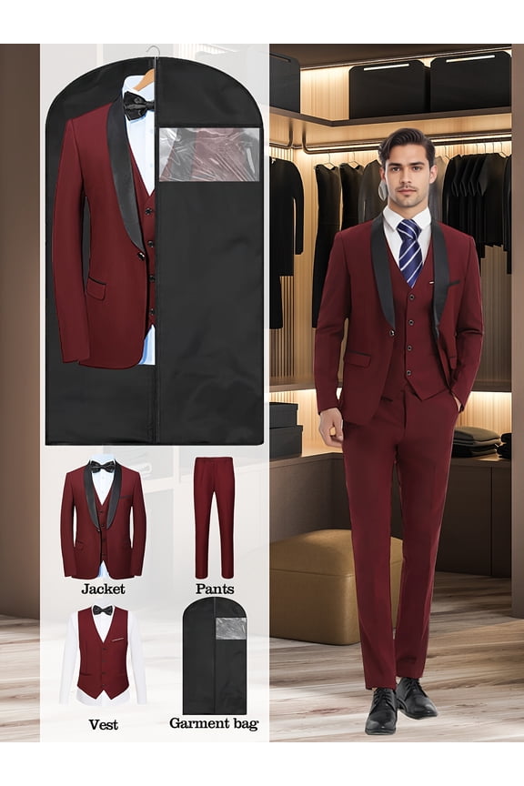 Premium 3pcs Suit - with Garment Bag | High-end, Fashionable | Suitable for Business, Wedding