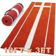 Premium 3x10 Ft Softball Pitching Mound Turf Mat, Red Baseball Pitcher Training Lane with Stance Line, Non-Skid Backyard Bullpen Mat for Youth & Pro