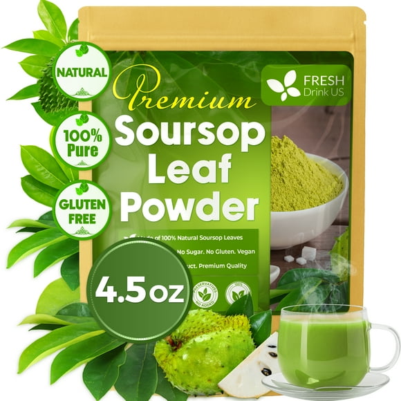 Premium 4.5oz Soursop Leaf Powder, 100% Natural and Pure from Soursop Graviola Leaves, Soursop Leaf Tea, No Additives, No Gluten, No Sugar, Vegan