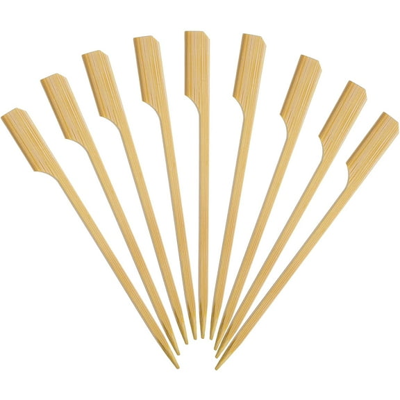 Premium 4.7 Inch Square Small Mini Bamboo Paddle Skewers for Appetizers Fruit Kabobs Sandwiches Cocktail Party Finger Food Sticks 3mm Thick 100 Counts -MSL162