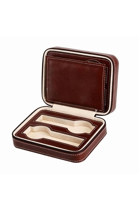 Premium 4 Compartment Watch Case Carbon Fiber Travel Collector Storage Organizer For Luxury Timepieces