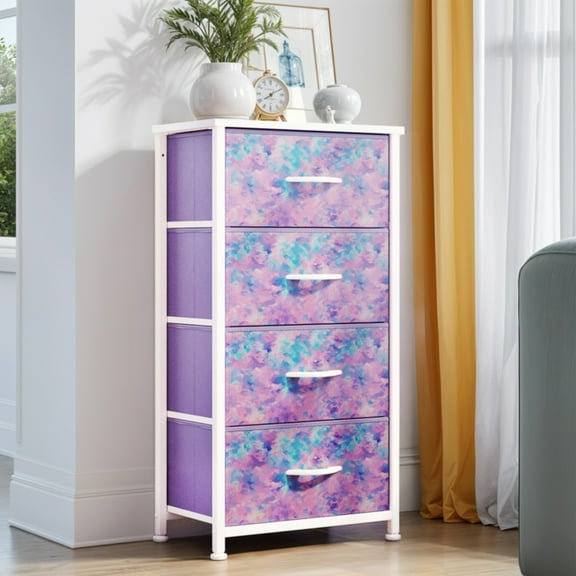 Premium 4 Fabric Drawers Dresser Multi Color Bedroom Tower Organizer Cabinet