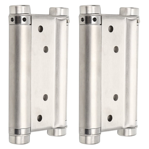 Premium 4 Inches / 10.16 cm Stainless Steel Double Action Spring Door Hinge Set Heavy Duty Automatic Closing Hardware Accessory for Cafe Saloon Pub Swing Doors with Bearings and Screws Included