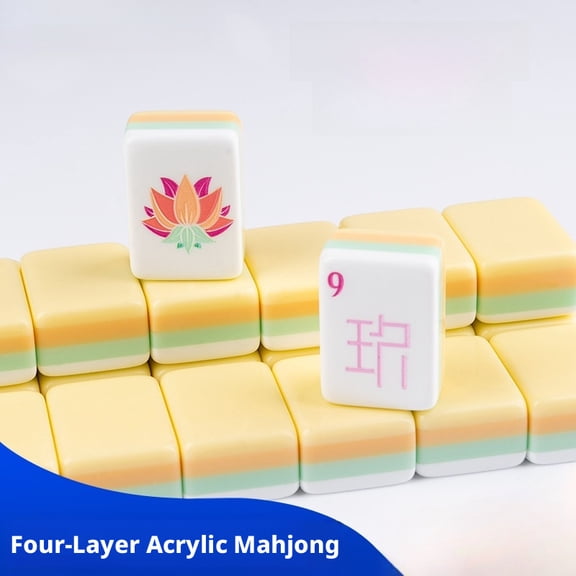 Premium 4-Layer Acrylic American Mahjong Set, 166 Professional Tiles with Mini Portable Travel Design, Lightweight Game for Family Fun & Gifting, Carrying Bag
