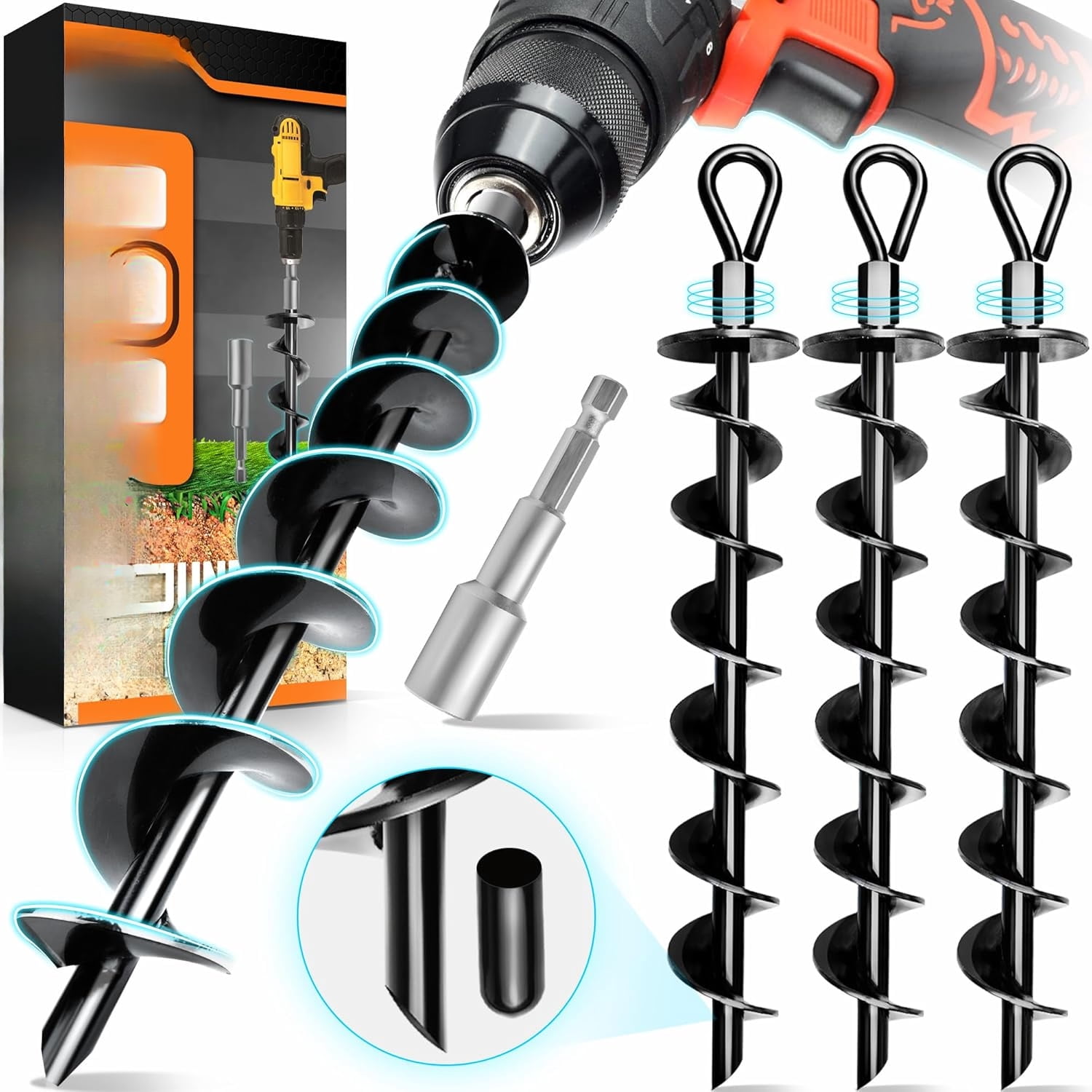 [Premium] 4 Pack Ground with Power Nut Driver Drill Bit, Ground Screw ...
