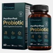 4-in-1 Probiotic Supplement with Prebiotics, Postbiotics and Digestive Enzymes, 60 Count
