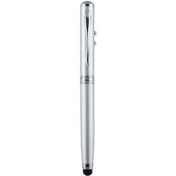 Premium 4-in-1 Universal Touch Screen Stylus w/ Ballpoint Pen & Pointer & LED Flashlight For Smartphones Tablets PC Touch Screen [Silver]