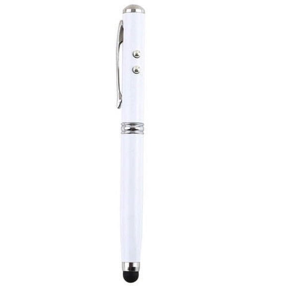 Premium 4-in-1 Universal Touch Screen Stylus w/ Ballpoint Pen & Pointer & LED Flashlight For Smartphones Tablets PC Touch Screen [White]
