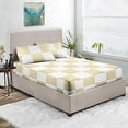 thumbnail image 1 of Premium 400TC Luxury Chex Fitted Sheet 3 Piece Set - Soft 100% Egyptian Cotton with 12" Inch Deep Pocket Box Pattern Fitted Bottom Sheets & Pillowcases - White & Ivory Solid, Twin-XL Size., 1 of 4