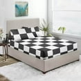 thumbnail image 1 of Premium 400TC Luxury Chex Fitted Sheet 3 Piece Set - Soft 100% Egyptian Cotton with 30" Inch Deep Pocket Box Pattern Fitted Bottom Sheets & Pillowcases - White & Dark Grey Solid, Twin-XXL Size., 1 of 4