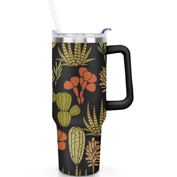 Premium 40oz Cactus Travel Tumbler, Leakproof Build, Straw Included, On-the-Go Essential