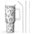 thumbnail image 1 of Premium 40oz Fall Tumbler Set: Cup, Lid, Handle & 4 Straws | Autumn Harvest Pattern | Gift Box for Friends Women Teacher, 1 of 5