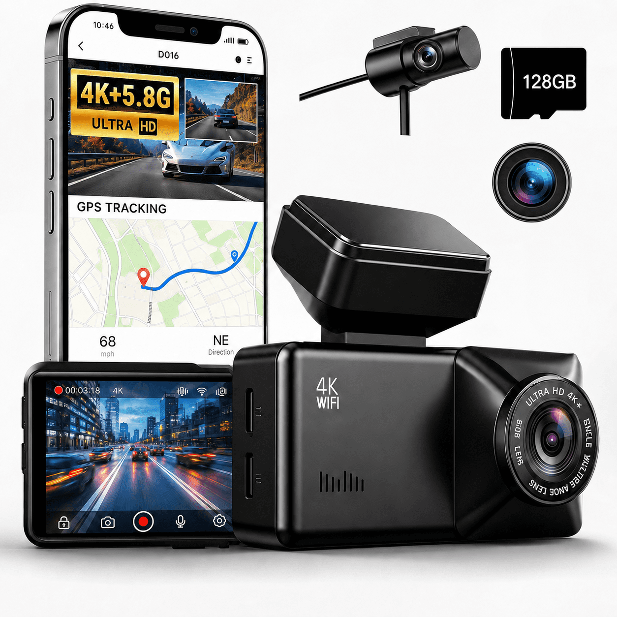 4K Dash Cam Front and Rear, STARVIS 2 Dual Dash Camera for Cars with 5.8GHz WiFi GPS, Night Vision, 170 Wide Angle, 128GB Card Included deal from Walmart
