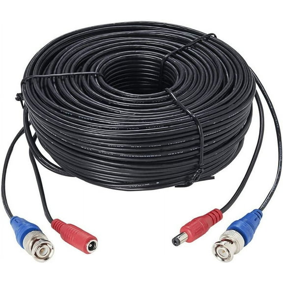 Premium 4K RG59/Power Accessory Cable, 60 Feet (18 m) | for Any Analog HD (CVI/TVI/AHD/MPX) Or Analog (CVBS) Security CameraConnector color is random