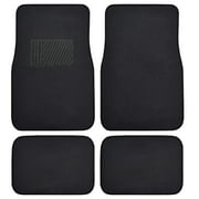 Premium 4PC Set of Carpet Car Floor Mats with Vinyl Safety Heel Pad for Car, Truck, SUV, Coupe Sedan, Black MT-100-BK