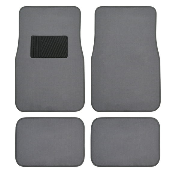 Premium 4PC Set of Carpet Car Floor Mats with Vinyl Safety Heel Pad for Car, Truck, SUV, Coupe Sedan, Medium Gray (MT-100-MG)