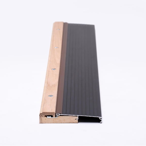 Premium 5 5/8" Adjustable Aluminum & Solid Oak Threshold Black Anodized Finish with 5 Slope High-Standard Entryway Weather Seal (36", 48", 72" Lengths) (48 inch)