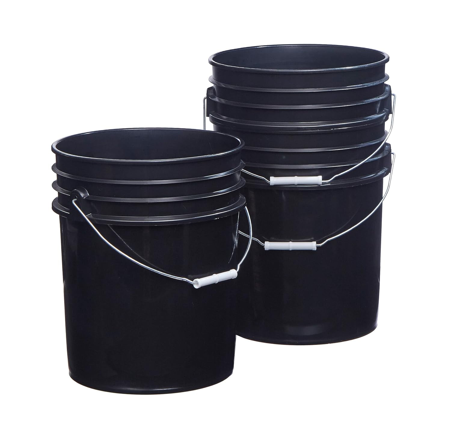Premium 5 Gallon Bucket, HDPE, Black, 3 Pack
