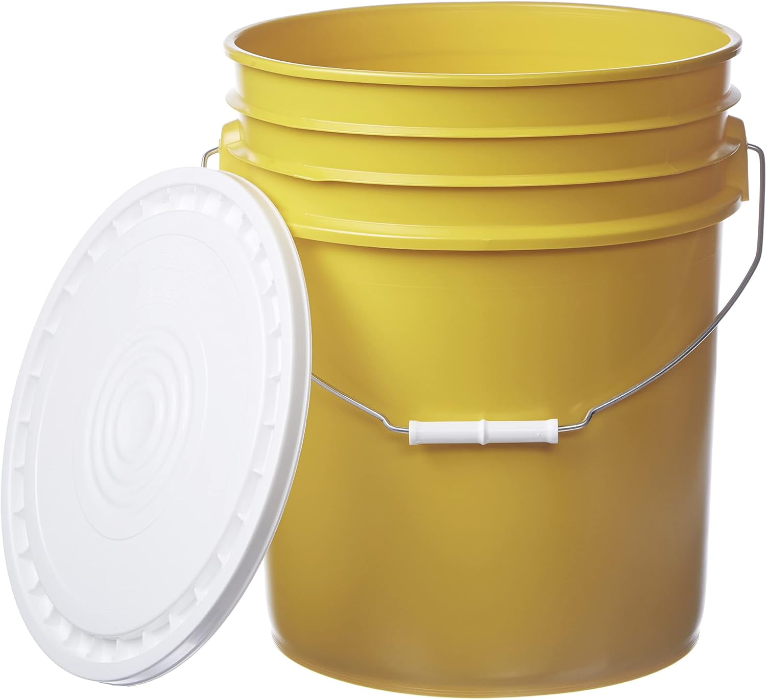 Premium 5 Gallon Bucket With Easy Peel Lid, HDPE (1 Pack, Yellow Bucket