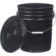 Premium 5 Gallon Bucket with Easy Peel Lid, HDPE (6 Pack, Black Bucket