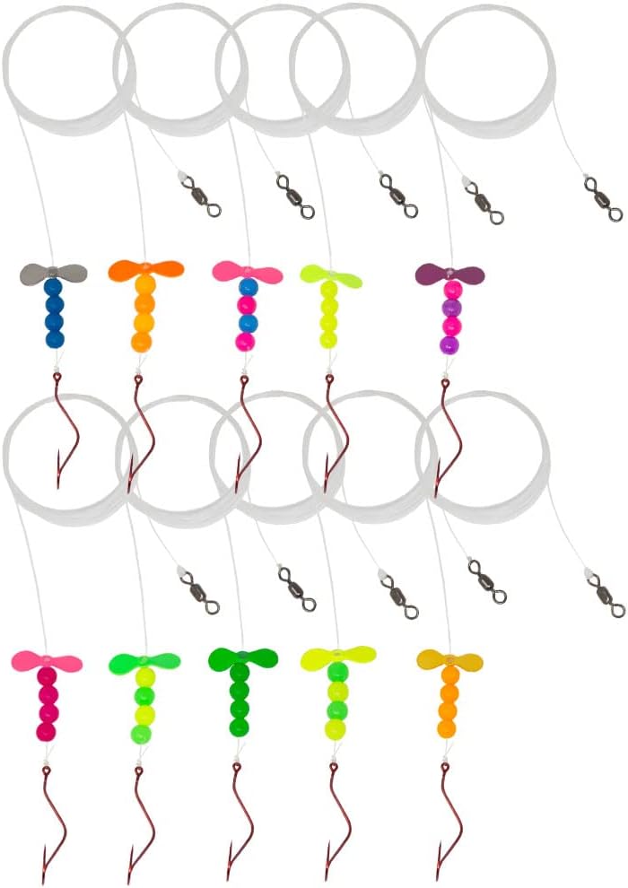 Premium 5 Pack 100 Fluorocarbon Slow Death Rig Crawler Harness Walleye