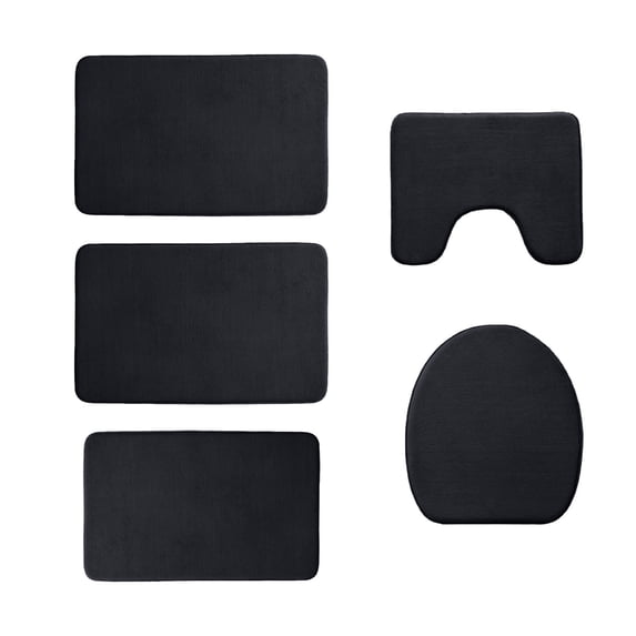 Premium 5-Piece Bath Rug Set with Soft Water-Absorbent Foam & Non-Slip Backing, Machine Washable, Thick Comfortable Bathroom Rugs