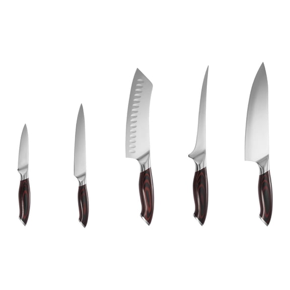 Premium 5 Piece Chef Knife Set High Carbon Stainless Steel Non-Slip Ergonomic Handles Safe Cutting Durable Rust Resistant Kitchen Knives