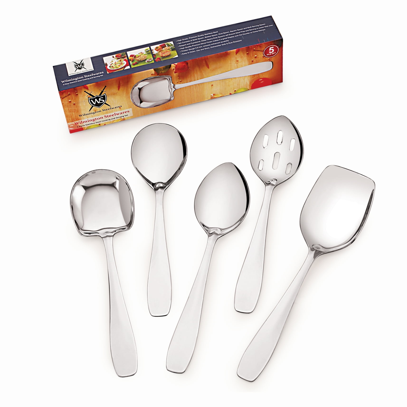 Premium Stainless Steel 5-Piece Cooking and Serving Spoon Set