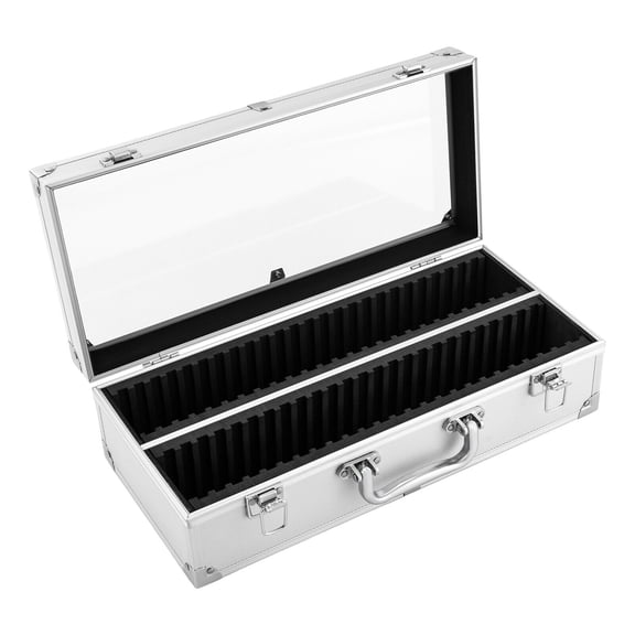Premium 50-Coin Slab Storage Case, ABS & Aluminum Alloy Collector's Box with EVA Foam & Clear Lid
