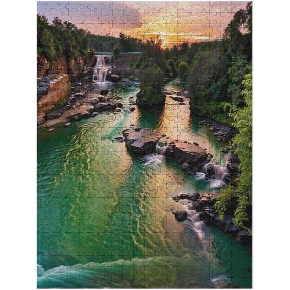 Premium 500 Piece Jigsaw Puzzle for Adults,Mountains Waterfall Water Flow Creek Stream Landscape Puzzles for Adults and Families, Family Activities Games,Challenging Puzzle