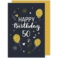 thumbnail image 1 of Premium 50th Birthday Card with Envelope. Greeting Happy Birthday for Him or Her Friend Man Woman Mom Dad Husband Wife Boss Coworker (GZ346-50 SW023)$$Office, 1 of 6