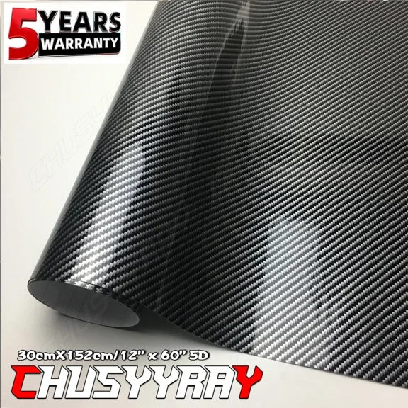 Premium 5D Carbon Fiber Wrap 30x152cm for Car Grille, Emblems & Badge Backgrounds